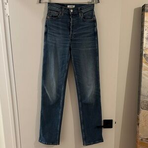 Re/Done Women's Straight Leg Jeans in Medium Blue Wash